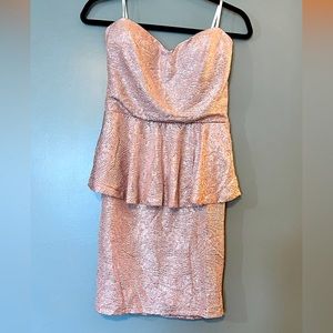 {Body Central} Pink shimmer peplum dress size Large